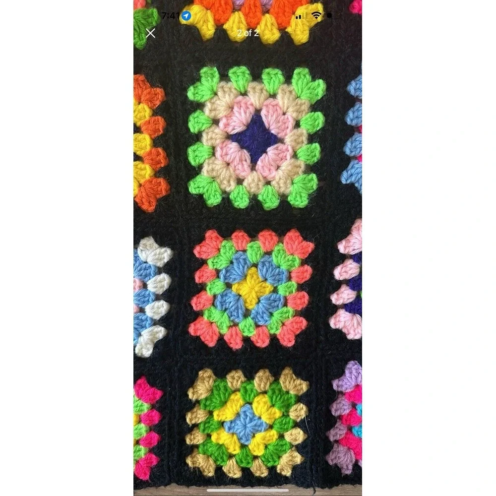 Vintage Granny Square Afghan Multi-color Twin‎ Size